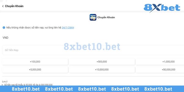 Hướng dẫn nạp tiền 8xbet qua chuyển khoản trực tuyến